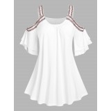 Plus Size & Curve Layered Sleeve Cold Shoulder Tee
