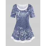 Plus Size Floral Print Casual Tee