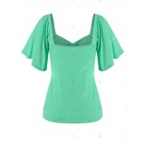 Plus Size & Curve Cinched Flare Sleeve Tee
