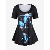 Plus Size & Curve Butterfly Print Basic Tee