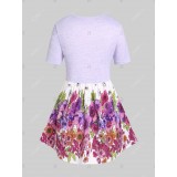 Plus Size & Curve Floral Short Sleeves 2 In 1 T Shirt