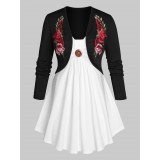 Plus Size Applique Bolero and Empire Waist Ruched Tank Top