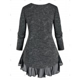 Plus Size Flounce Marled Tunic Knitwear with Cami Top Set