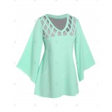 Plus Size Bell Sleeve Cutout Tee and Tank Top Set