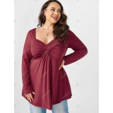 Plus Size Crossover Sweetheart Neck T-shirt