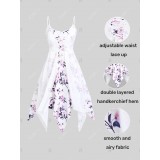Plus Size & Curve Floral Overlay Hanky Hem Lace Up Cami Dress