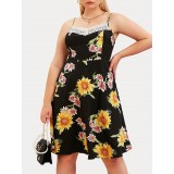 Plus Size & Curve Sunflower Print Cami Sundress