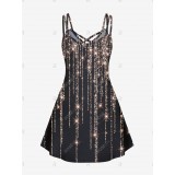 Plus Size Glitter Starlight Print Crisscross Dress