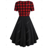 Plus Size Plaid Fit and Flare Dress