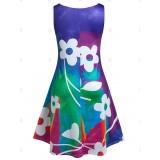 Plus Size & Curve Sleeveless Floral Print Tent Dress