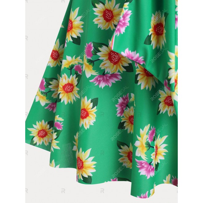 Bowknot Floral Print Plus Size & Curve Tankini Swimsuit