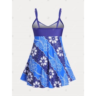Floral Print Plus Size & Curve Modest Swim Dress Set