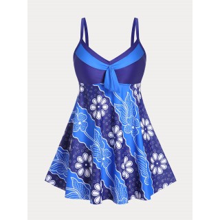 Floral Print Plus Size & Curve Modest Swim Dress Set