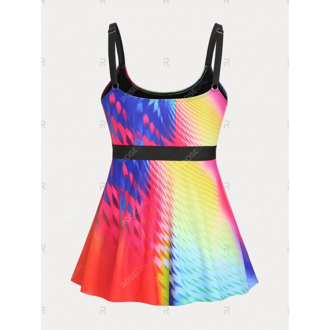 Bright Color Plus Size & Curve Modest Tankini  Swimsuit