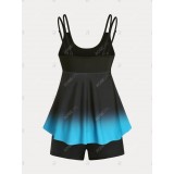 Plus Size & Curve Printed Ombre Color Modest Boyleg Tankini Swimsuit