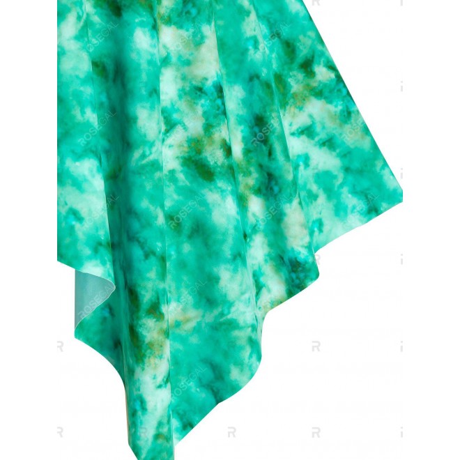 Plus Size Handkerchief Tie Dye Tankini Swimwear