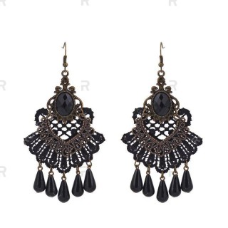 Gothic Vintage Faux Pearl Lace Drop Earrings