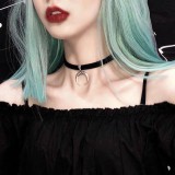 Gothic Moon Velvet Pendant Choker Necklace