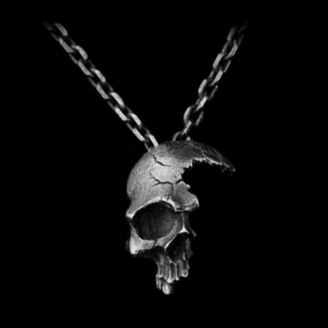 Gothic Half Face Skull Pendant Necklace