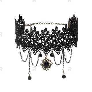 Gothic Vintage Chains Lace Pendant Choker Necklace