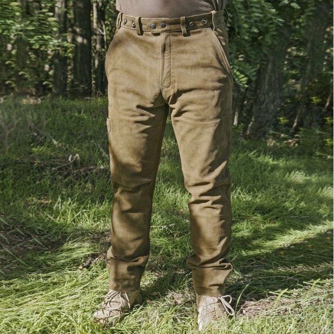 Green Leather Hunting Pants